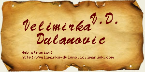 Velimirka Dulanović vizit kartica